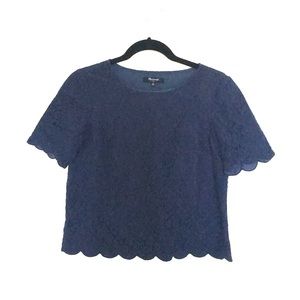 Madewell scallop lace navy top